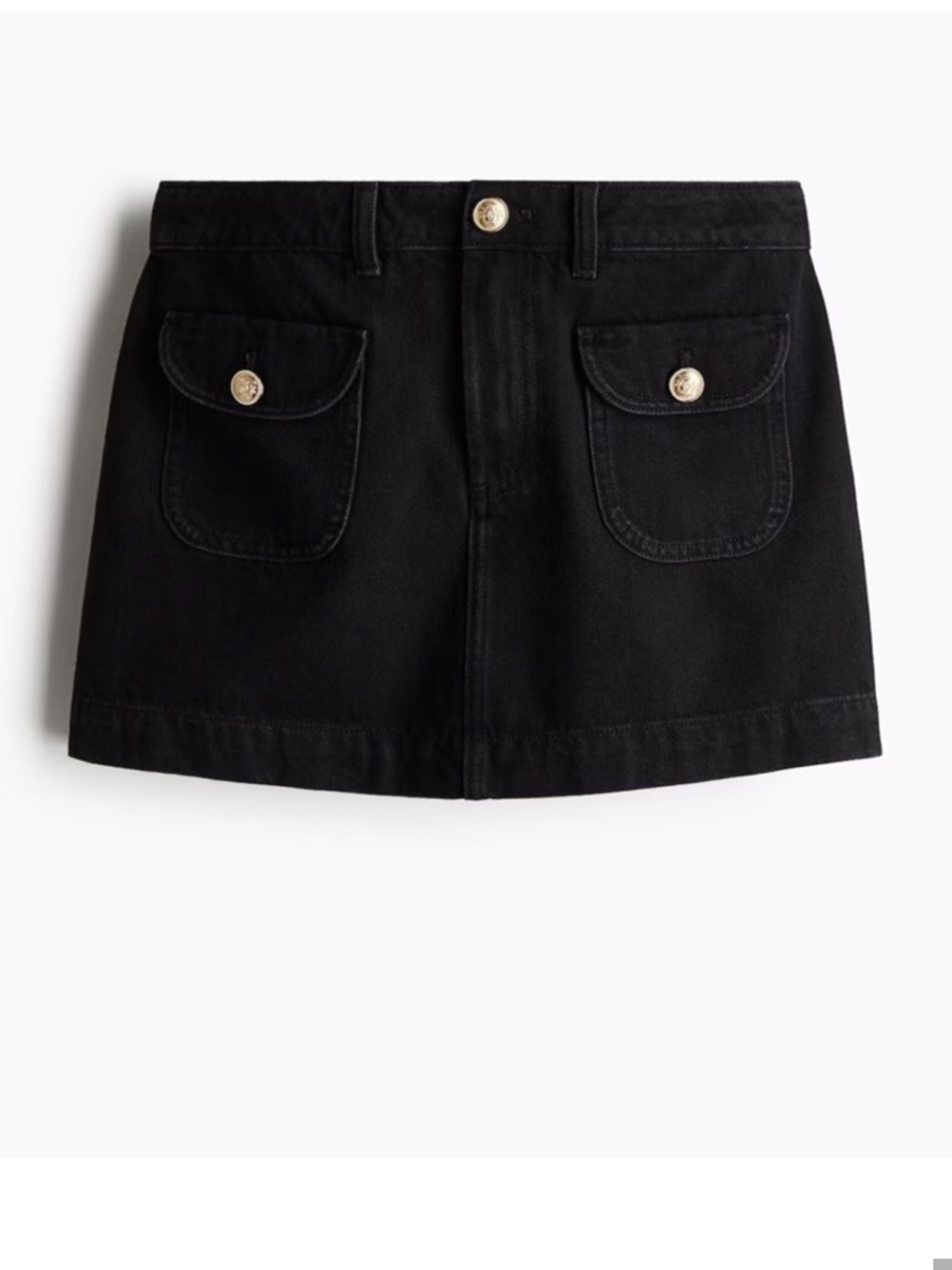 H&M Black Mini Skirt with Button-Flap Pockets